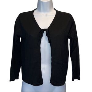 Izarra 100% Silk Black Tie Front Cardigan Small